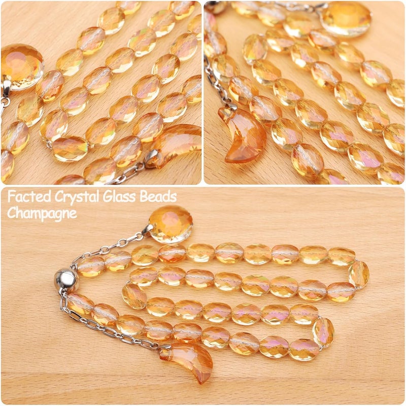 Pedobo Magnetic Curtain Tiebacks, 2 Pack Crystal Beaded Sun & Moon Pendants Sheers/Draperies Holdbacks for Window Home Office Decor (Gold) - Image 2